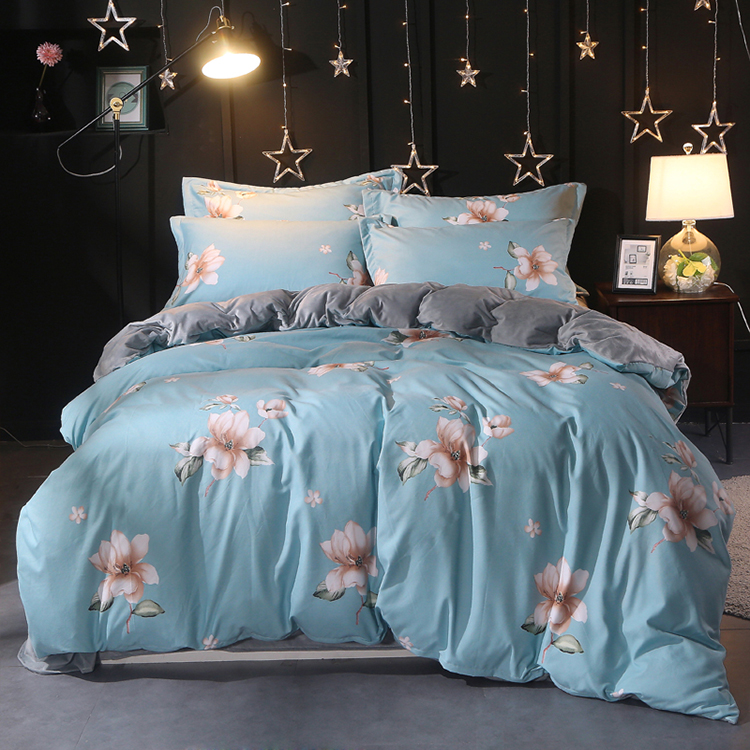 深海暖絨四件套藍韻花情